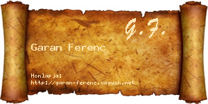 Garan Ferenc névjegykártya